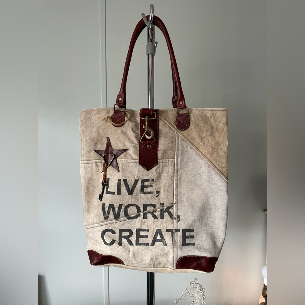 Mona B canvas and leather tote